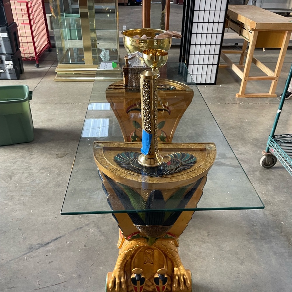 Glass Toscano Console, intricate gold design